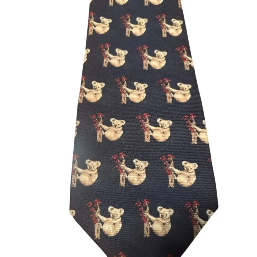 Two Australian themed ties koala kangaroo navy blue red brown animal necktie